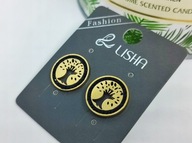 21318 Kolczyki Sztyfty Drzewko Kółko Czarne;Stal