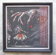 Obraz ręcznie rzeźbiony na blasze... Grawerka + Rama malowana akryl 46 x46