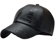 Czapka z daszkiem skórzana bejsbolówka czarna