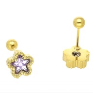 63998 Kolczyki złota stal chirurgiczna piercing gwiazdki z kryształkiem