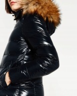 Błyszcząca Kurtka Puchowa Navy Blue- ZARA Lux M