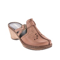 Stella 666/M klapki damskie skórzane wysoki koturn brąz rozmiar 41