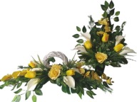 Komplet cmentarz wiosna gladiola tulipan kalia zółty