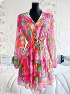 SUKIENKA KOSZULOWA KOLOROWA ORIENTALNA KOSZULKOWA CYTRYNY ABSTRAKCYJNA SEXY