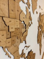 Dekoracja ścienna MAPA ŚWIATA 3D z drewna – 210x126cm – kolor Winchester