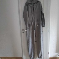 Szary gruby dres w całości jednoczęściowy Onesie z kapturem