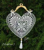 Szydełkowe serce 30x30 -zawieszka /dekoracja okienna/ rękodzieło Juka