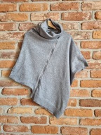 szary asymetryczny sweter z golfem * EVERYDAY