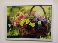 Kosz wiosennych kwiatów -Haft Diamentowy