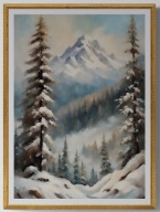 A2 PLAKAT OBRAZ, PLAKAT PEJZAŻ ZIMOWY GÓRY ZIMA ŚNIEG LAS ŚWIERKI ŚWIERK