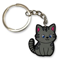 Brelok KOT Kotek SŁODKA Zawieszka DO KLUCZY Prezent Szary Niebieskie Oczy