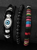 Zestaw bransoletek czarnych damskich oko CLM13