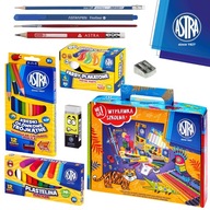 Wyprawka Szkolna 9 Elementów Kredki Plastelina Farby Plakatowe Gumka I Inne