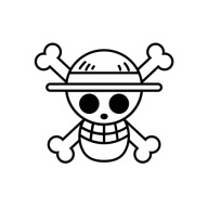ONE PIECE Naklejka na Samochód LUFFY Jolly Roger Czarna