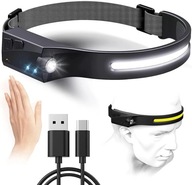 Latarka czołowa z czujnikiem LED ładowana przez USB 5 trybów COB