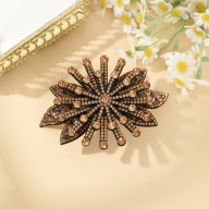 SPINKA klamra złote cyrkonie ZŁOTA BRĄZ Vintage modne retro perła BOHO