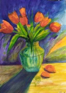 Akwarela A4 Tulipany w wazonie