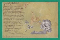 KIRCHNER, Raphael, kobieta, pocztówka z przełomu XIX i XX wieku, wytłaczana