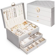 SZKATUŁKA NA BIŻUTERIĘ PUDEŁKO ORGANIZER KUFEREK ELEGANCKI POJEMNY PREZENT