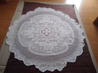 Koronkowy , duży obrus z bawełnianych nici - śr. +/- 155 cm - bdb !