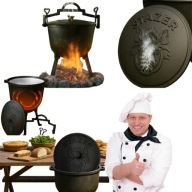 KOCIOŁEK ŻELIWNY EMALIOWANY GARNEK MYŚLIWSKI WĘGIERSKI 10L OGNISKO GRILL