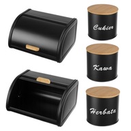 CHLEBAK CZARNY METALOWY NA PIECZYWO DUŻY JEDNOCZĘŚCIOWY + POJEMNIKI GRATIS