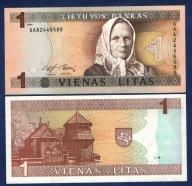 LITWA 1 LITAS 1994 P-53 UNC CZESŁAW SŁANIA RARE PREFIX AAA UNIKAT