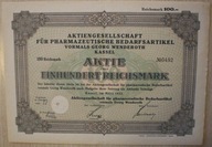AKCJA - OBLIGACJA 1933 ROK - 100 MAREK - FARMACJA - RZADKOŚĆ