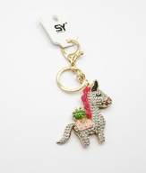 Brelok do torebki kluczy metalowy złoty biała lama cyrkonie jabłko prezent