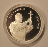 JAN PAWEŁ II - 2 $ DOLARY 2008 FIJI - 1 OZ 999 - 1 UNCJA CZYSTEGO SREBRA