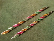 Dwie piękne stare szklane bombki z PRL-u 25,5 cm. świderki / cukierki