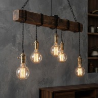 Lampa Wisząca Belka Drewniana Loft Rustykalna Dąb Ręcznie Robiony Żyrandol