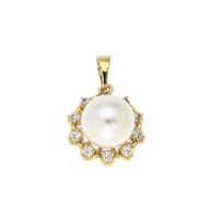 86994 Zawieszka stal chirurgiczna 316L pozłacana 18k perełka z cyrkoniami