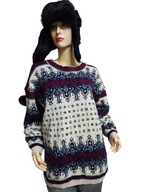 górski męski sweter ciepły wełniany ładne kolory i wzory norweskie M/L