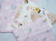 Pieluszki Tetrowe 70x80cm KOLOROWA 100% BAWEŁNA zestaw 3 szt