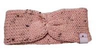 Różowa opaska na głowę, z serii "Tweed", z wełną, handmade, unikat