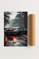 Plakat bez ramy 50x70 cm Porsche 911 GT3 Deszczowy Szlak – moc i styl