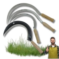 SIERP KOSA NÓZ RĘCZNY OGRODOWY OSTRY DO TRAWY CHWASTÓW GŁADKI METALOWY 35CM