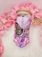 Prezent Dzień Matki szklany kubek Mama 500ml ze słomką i pokrywką handmade