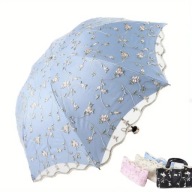 PARASOL niebieski koronka ANIME koronkowa PORĘCZNA KWIATY KWIATUSZKI RETRO