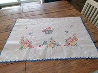 WIEKOWA LNIANA RĘCZNIE WYKONANA HAFTOWANA MAKATKA KWIATY CUDO 68 x 96