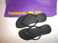 Havaianas 37/38 CZARNE BROKAT SUPER NOWE!