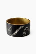 Czarna metalowa bransoletka bangle vintage szeroka boho srebrny wzór