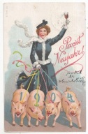 NOWY ROK CZTERY ŚWINKI NA SMYCZACH 1904 TOAST