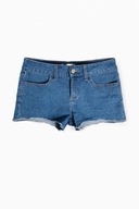 Krótkie elastyczne spodenki jeansowe, klasyczny denim, XS