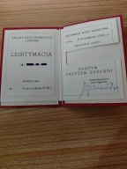 LEGITYMACJA - KRZYŻ ZASŁUGI -ZŁOTY=ORYGINAŁ