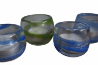 ŚWIECZNIKI HAND MADE szkło artystyczne ART GLASS 4x KOMPLET danish design