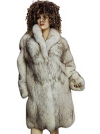 kurtka LEKKIE PUSZYSTE naturalne futro z białych LISÓW 38/40