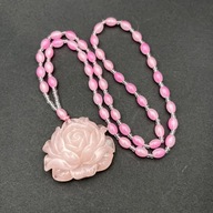 wisiorek RÓŻOWY KWIAT LOTOSUVINTAGE NASZYJNIK IMPREZA HALOWEN SZKŁO LOTOS