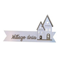 szyld z domkami prosty biały wianki stroiki